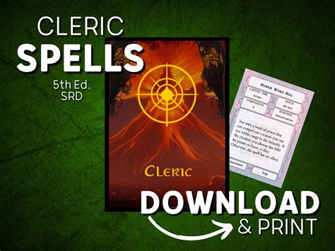 dungeons and dragons cleric spells|Cleric Spells for Dungeons & Dragons (D&D) Fifth Edition (5e).